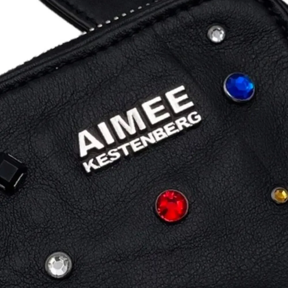 Aimee Kestenberg Black Starlight Leather Just Saying Jeweled Crossbody Bag